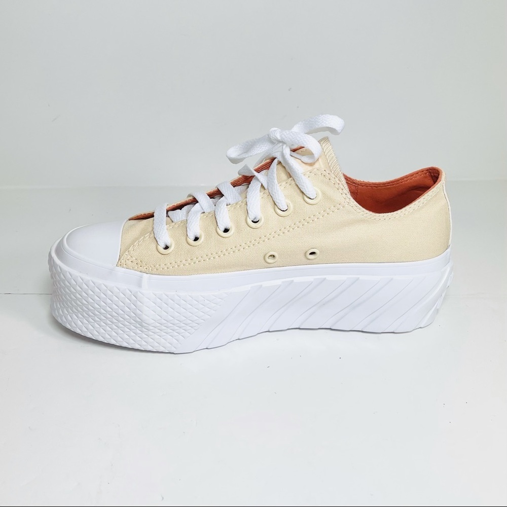 Converse Chuck Taylor All Star OX Lift 2X Platform Sneakers Light Twine Size 7.5 - Picture 4 of 8